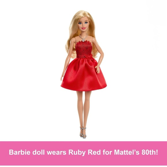 Barbie Mattel 80th Anniversary Ruby-Red Celebration Fashion Doll Red Dress - Picture 6 of 7